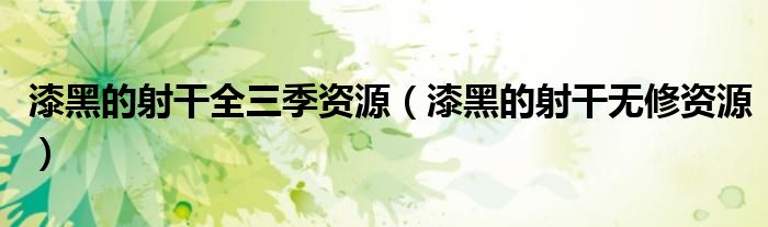 漆黑的射干无修资源(漆黑的射干全三季资源)