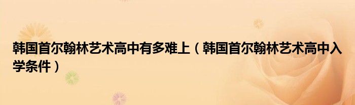 韩国首尔翰林艺术高中入学条件(韩国首尔翰林艺术高中有多难上)