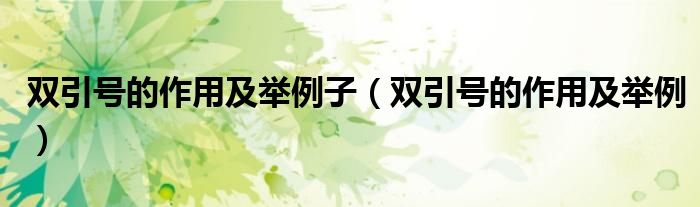 双引号的作用及举例(双引号的作用及举例子)
