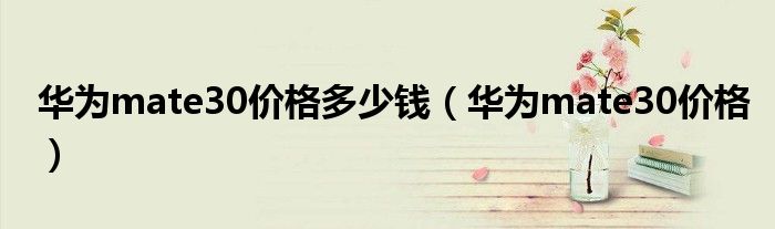 华为mate30价格(华为mate30价格多少钱)