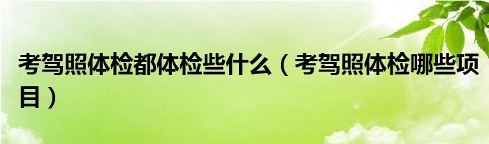 考驾照体检哪些项目(考驾照体检都体检些什么)