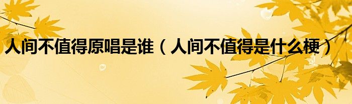 人间不值得是什么梗(人间不值得原唱是谁)
