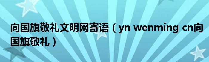 yn wenming cn向国旗敬礼(向国旗敬礼文明网寄语)