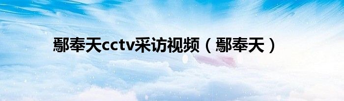 鄢奉天(鄢奉天cctv采访视频)