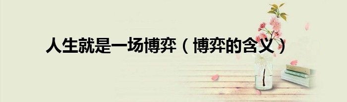 博弈的含义(人生就是一场博弈)