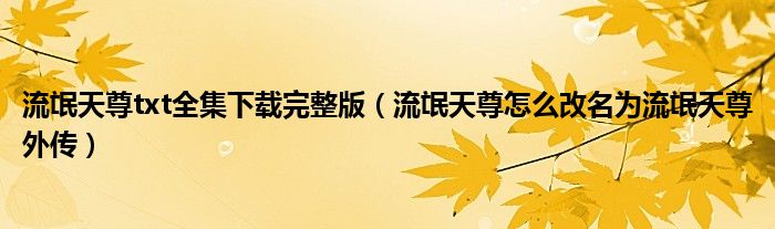 流氓天尊怎么改名为流氓天尊外传(流氓天尊txt全集下载完整版)