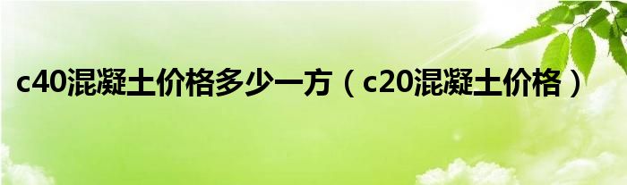 c20混凝土价格(c40混凝土价格多少一方)