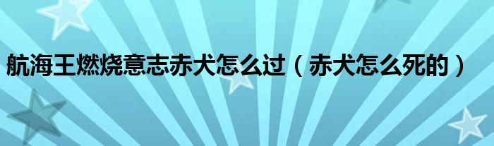 赤犬怎么死的(航海王燃烧意志赤犬怎么过)