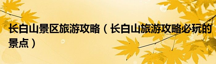 长白山旅游攻略必玩的景点(长白山景区旅游攻略)