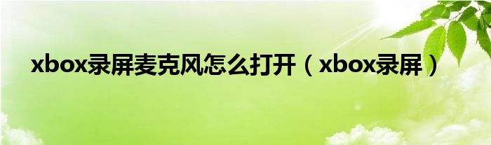 xbox录屏(xbox录屏麦克风怎么打开)