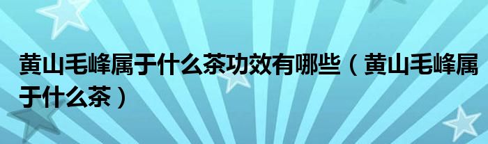 黄山毛峰属于什么茶(黄山毛峰属于什么茶功效有哪些)
