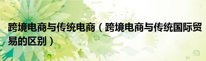 跨境电商与传统国际贸易的区别(跨境电商与传统电商)