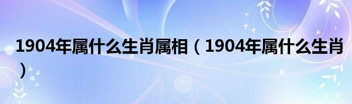 1904年属什么生肖(1904年属什么生肖属相)
