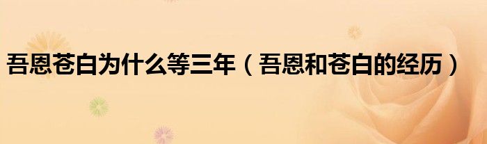吾恩和苍白的经历(吾恩苍白为什么等三年)