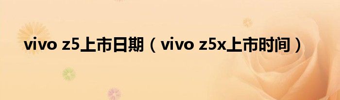 vivo z5x上市时间(vivo z5上市日期)