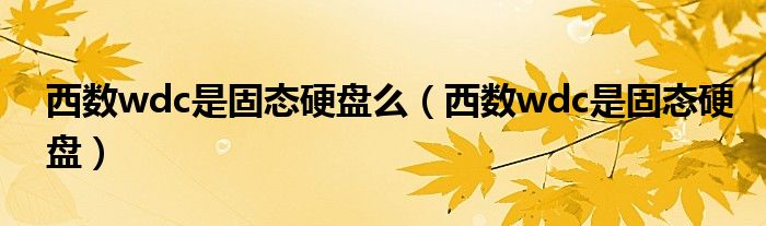 西数wdc是固态硬盘(西数wdc是固态硬盘么)
