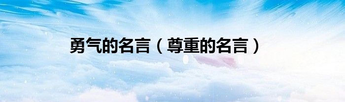 尊重的名言(勇气的名言)