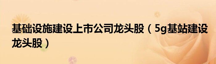 5g基站建设龙头股(基础设施建设上市公司龙头股)