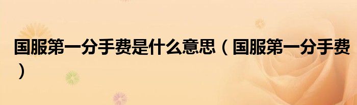 国服第一分手费(国服第一分手费是什么意思)