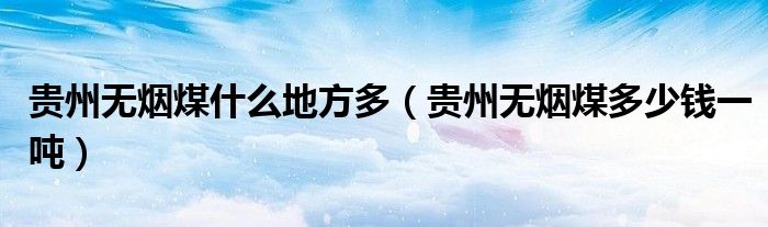 贵州无烟煤多少钱一吨(贵州无烟煤什么地方多)