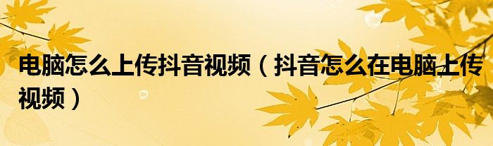 抖音怎么在电脑上传视频(电脑怎么上传抖音视频)