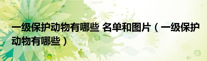 一级保护动物有哪些(一级保护动物有哪些 名单和图片)