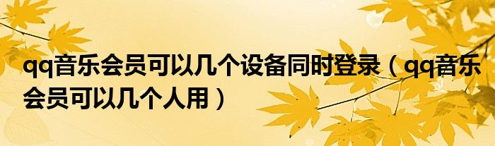 qq音乐会员可以几个人用(qq音乐会员可以几个设备同时登录)
