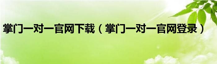 掌门一对一官网登录(掌门一对一官网下载)