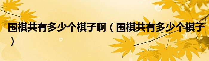 围棋共有多少个棋子(围棋共有多少个棋子啊)