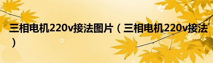 三相电机220v接法(三相电机220v接法图片)