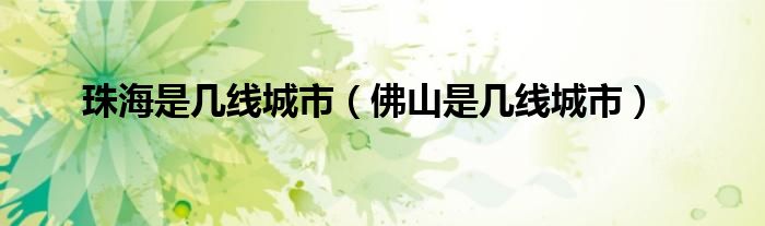 佛山是几线城市(珠海是几线城市)