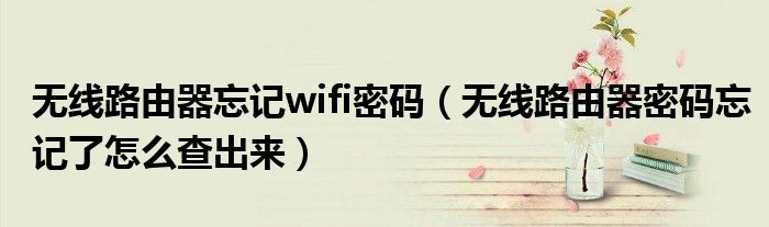 无线路由器密码忘记了怎么查出来(无线路由器忘记wifi密码)