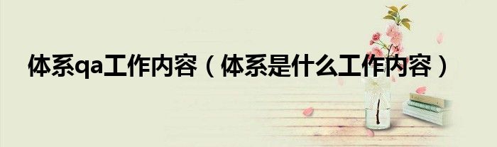 体系是什么工作内容(体系qa工作内容)