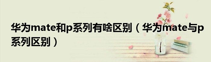 华为mate与p系列区别(华为mate和p系列有啥区别)