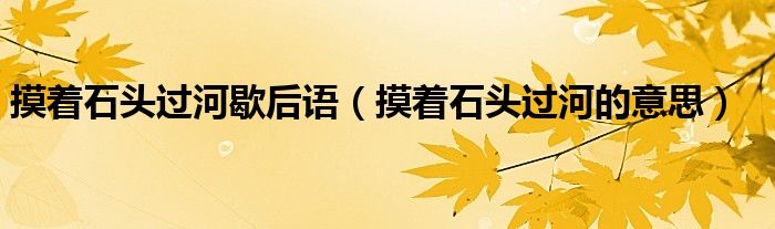 摸着石头过河的意思(摸着石头过河歇后语)