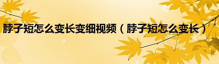 脖子短怎么变长(脖子短怎么变长变细视频)