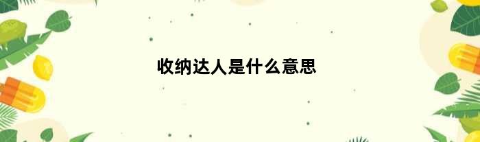 收纳达人是什么意思(收纳达人怎么登录)
