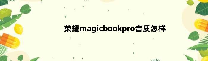 荣耀magicbookpro音质怎样(荣耀笔记本magicbook pro配什么音响)