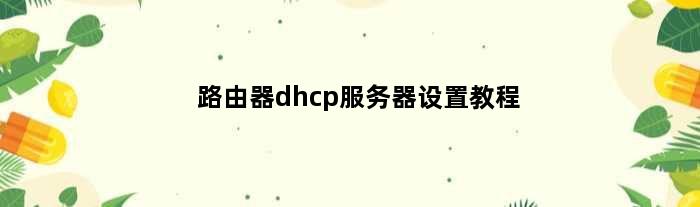 路由器dhcp服务器设置教程(路由器dhcp服务器设置)