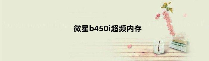 微星b450i超频内存(微星b450mprovdhmax内存超频)