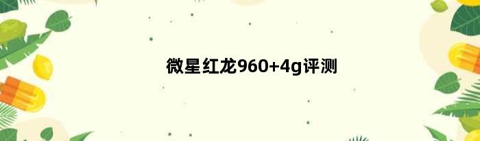微星红龙960 4g评测(微星红龙960参数)