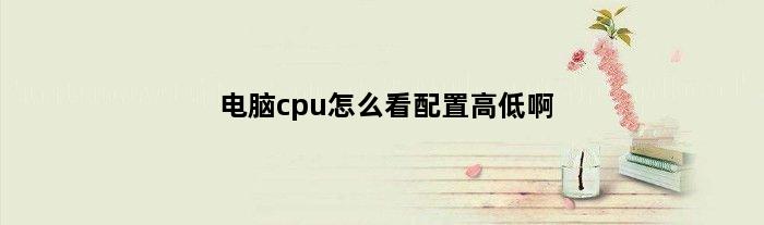 电脑cpu怎么看配置高低啊(电脑cpu怎么看配置高低)