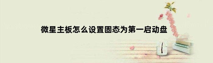 微星主板怎么设置固态为第一启动盘(微星主板怎么设置固态为第一启动)
