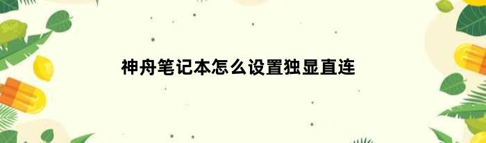 神舟笔记本怎么设置独显直连(神舟笔记本独显直连怎么开)