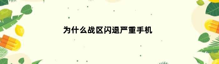 为什么战区闪退严重手机(为什么战区2闪退)